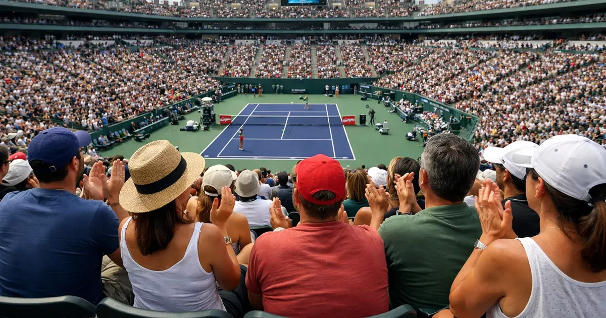 Aficionados viendo partido de tenis en directo desde las tribunas