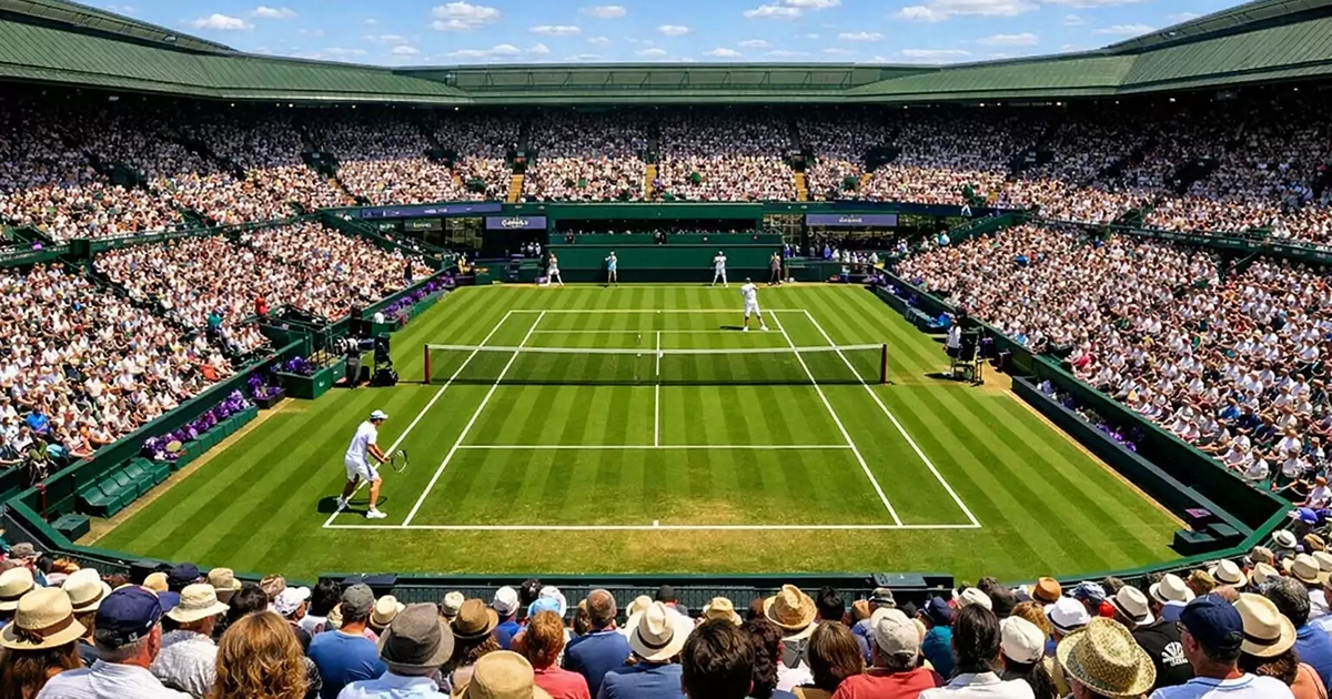Vista panorámica de estadio central lleno durante final de Grand Slam