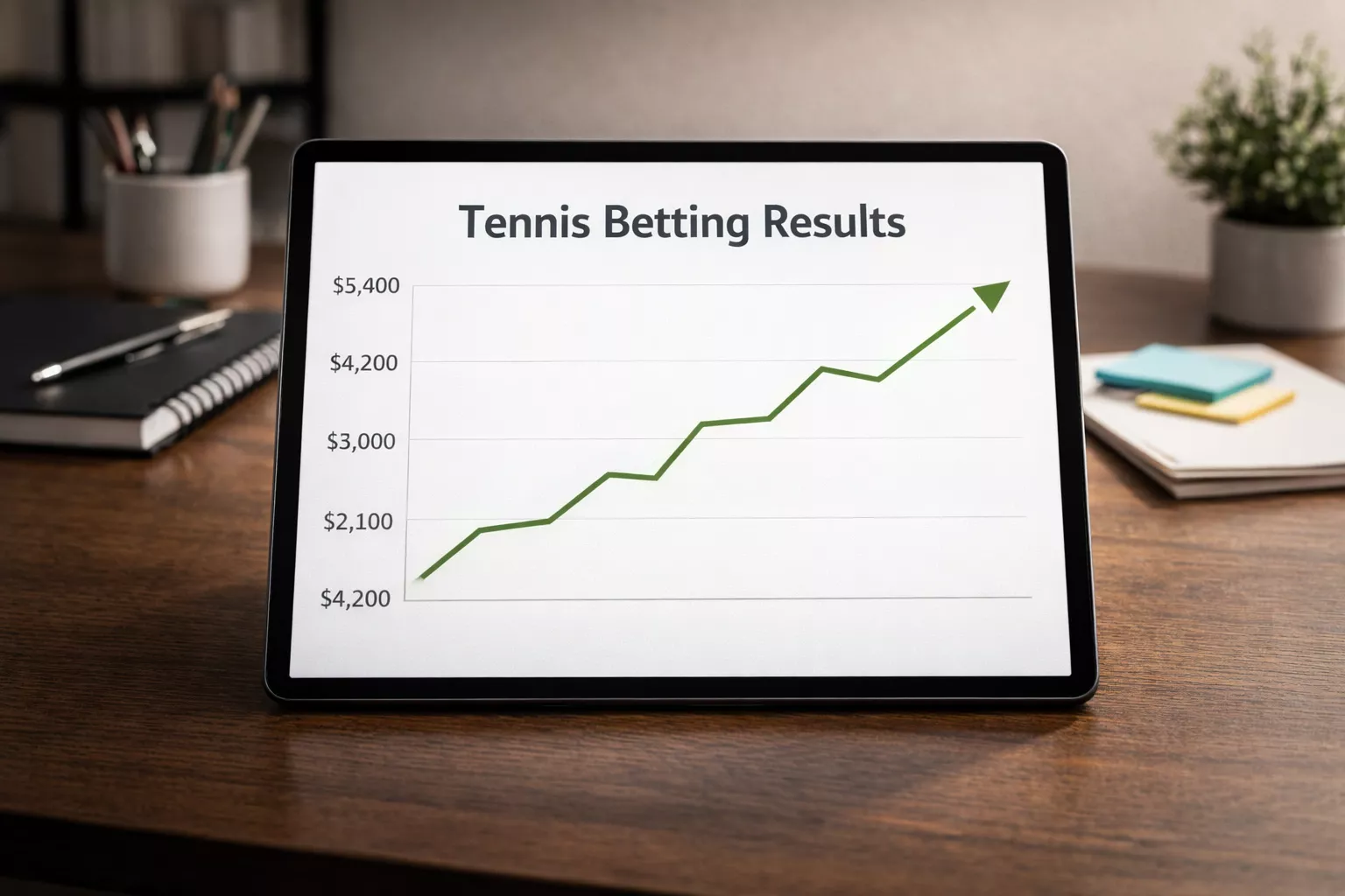 Gráfico lineal simple mostrando tendencia ascendente de resultados